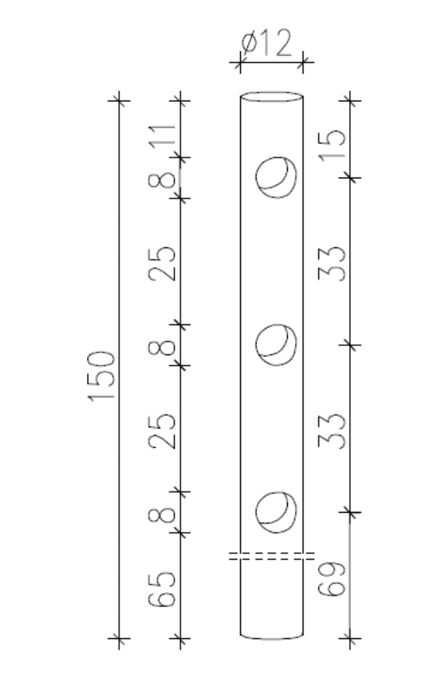 PALI IMPREGNATI DIAM. 12 LUNGH. CM.150